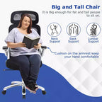 Sedia da ufficio ergonomica a schienale alto Big & Tall in rete, 227 kg, braccioli ribaltabili, poggiatesta e supporto lombare regolabili, nera