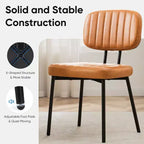 Sedie da pranzo in similpelle stile Mid-Century Modern con gambe in metallo, set da 2