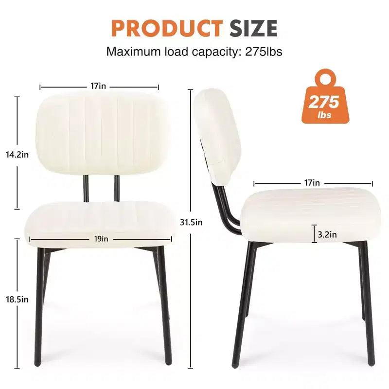 Sedie da pranzo in similpelle stile Mid-Century Modern con gambe in metallo, set da 2