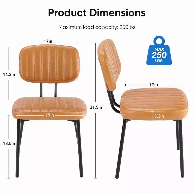 Sedie da pranzo in similpelle stile Mid-Century Modern con gambe in metallo, set da 2