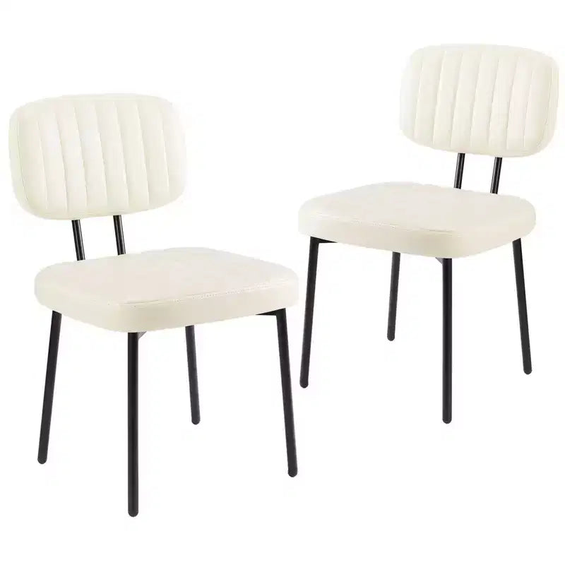 Sedie da pranzo in similpelle stile Mid-Century Modern con gambe in metallo, set da 2